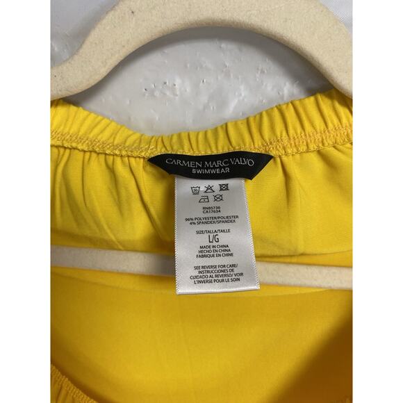 New‎ Carmen Marc Valvo Swimwear Coverup Saffron Cruise Jumper Yellow Size Large - Picture 5 of 6